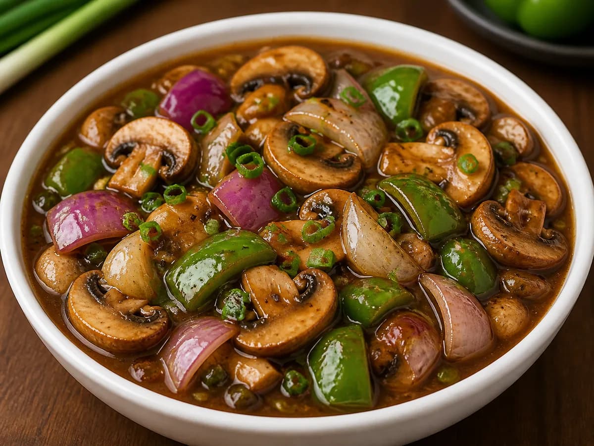 Mushroom Chilli Gravy at Kesar Garden Rasoi
